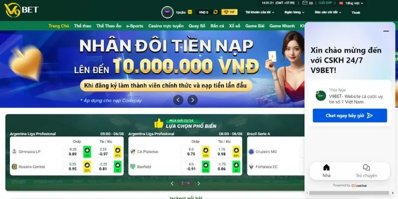 Kênh chat trực tuyến hỗ trợ giải đáp 24/24 của V9bet 